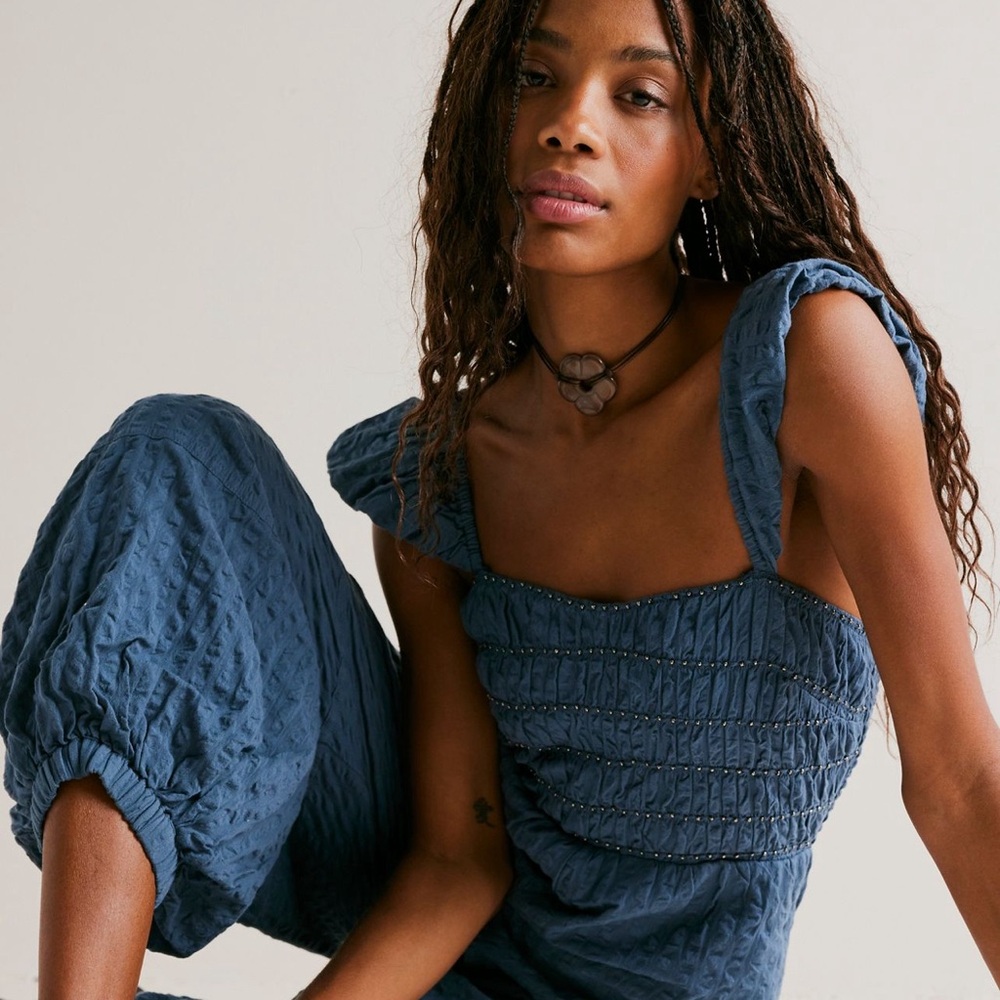 Free People Speakeasy Jumpsuit, Size Small, Color: Blue Mirage